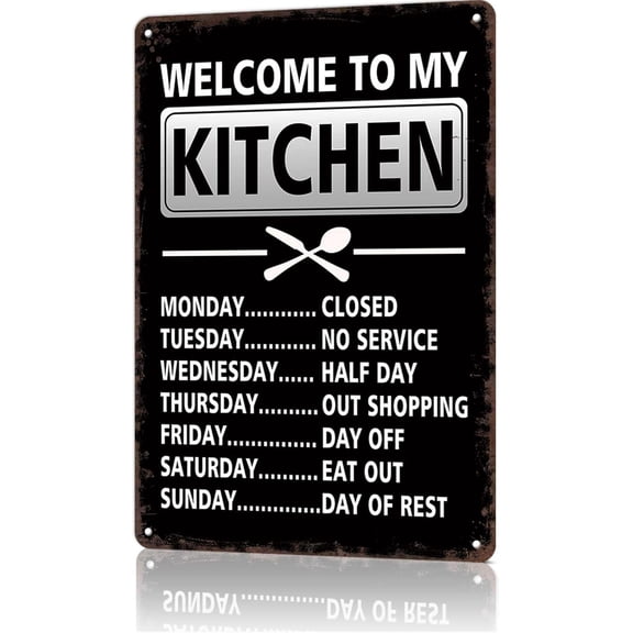 Funny Signs Welcome To My Kitchen Tin Sign Vintage Metal Signs For Restaurant Kitchen Bar Cafe Wall Decor 8x12inch