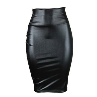 H&C Women Premium Nylon Ponte Stretch Office Pencil Skirt High