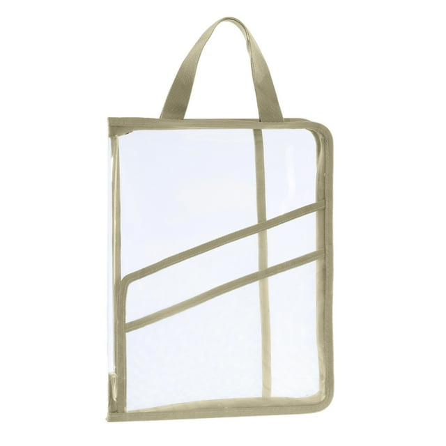 WRKEKC Transparent A4 Portable Folder with Zipper - Student Test Paper Storage Bag, Made of Good Material, Water-resistant, Secure Zipper Closure, Available in Blue, Green, Pink, Brown Colors