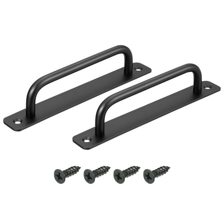 Uxcell 2Pack Barn Door Handles, 160mm / 6 Inch Hole Center Sliding Gate Door Pull Handle for Wardrobe Closet (Black)