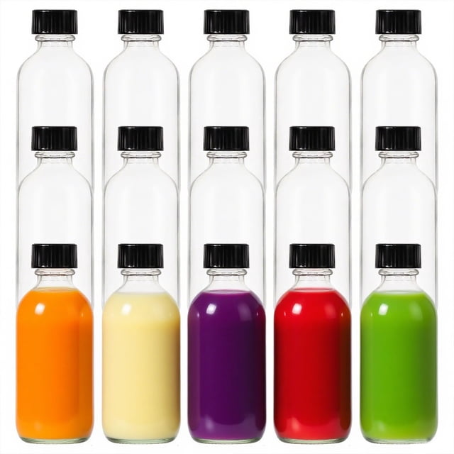 Botellas redondas de vidrio Boston FANSTINOW, 60 ml (2 oz), paquete de 15