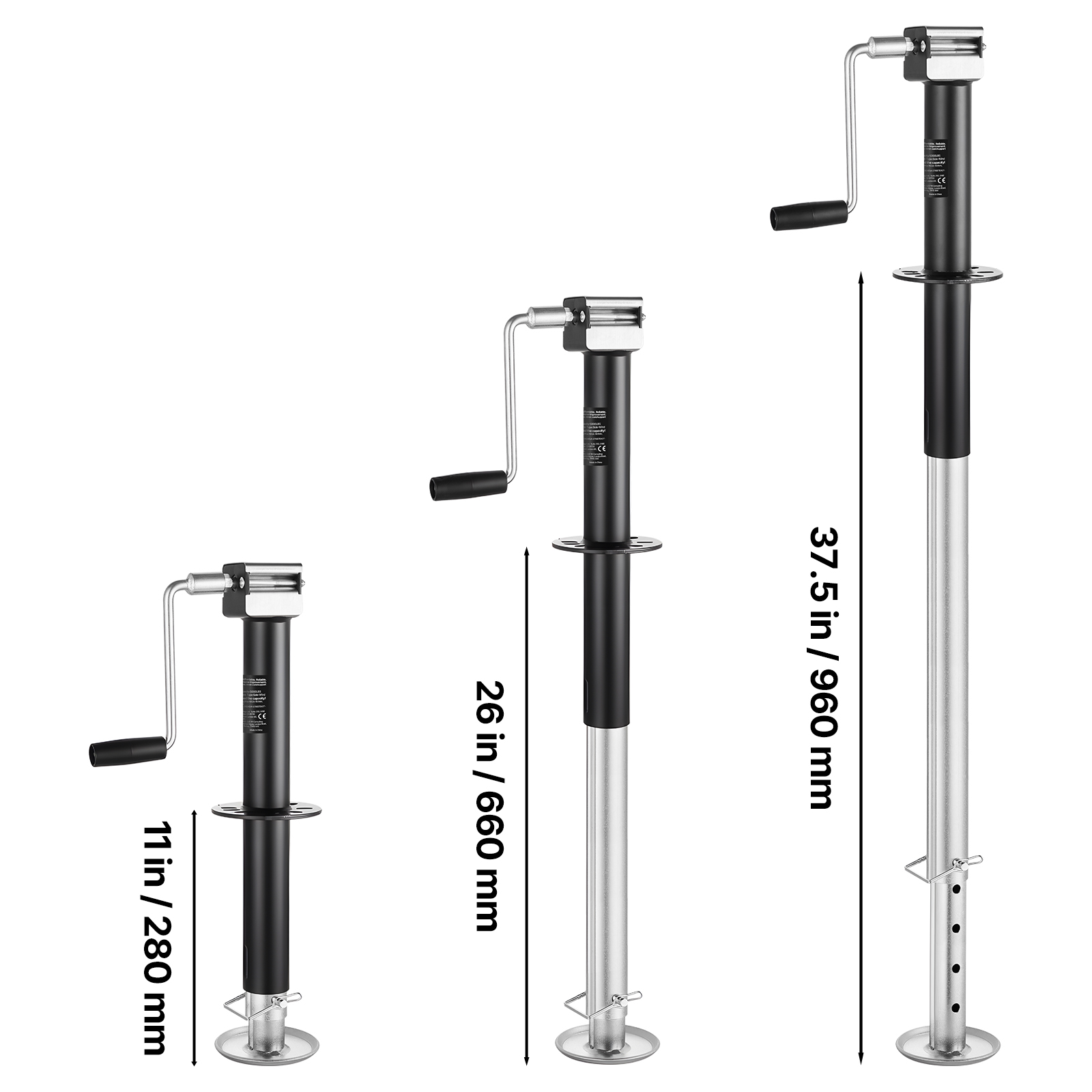 KFFKFF 5000 lbs A-Frame Trailer Jack, 15-Inch Vertical Travel, Adjustable 7-Level Drop Leg, Drill Socket Included, Compatible with Cordless Drills, Ideal for RVs, Utility, and Boat Trailers