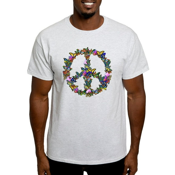 CafePress - Butterflies Peace Sign Light T Shirt - Men's Classic Graphic T-Shirt