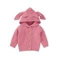 thumbnail image 1 of Toddler Baby Girls Long Sleeve Knitted Cardigan Button Down Solid Color Rabbit Ear Hooded Coat Tops, 1 of 6