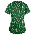 thumbnail image 5 of Inglocry Christmas Scrub Tops Woman V Neck Short Sleeve Nursing Tops with Pockets Winter Holiday Print Scrub Top with Pockets Dark Green 5XL, 5 of 5