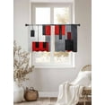thumbnail image 3 of Red Black Color Block Sheer Curtains 45 Inches Long 2 Panels Retro Modern Light Filtering Semi Sheer Window Curtains Drapes for Bedroom Living Room 52"x45", 3 of 7