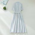 thumbnail image 6 of XIAfhje Dresses for Women Summer Button Down Shirt Dress Striped A-Line Midi Dresses Short Sleeve Loose Business Casual Beach Tunics Dresses Tops with Pockets, 6 of 9