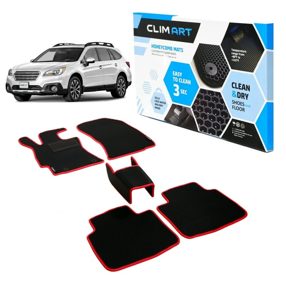 CLIM ART All-Weather Car Floor Mats Compatible with Subaru Outback 2015-2019, Custom-Fit Heavy-Duty Floor Liners for Cars & SUVs, Car Accessories for Men & Women, Red - FL051515034