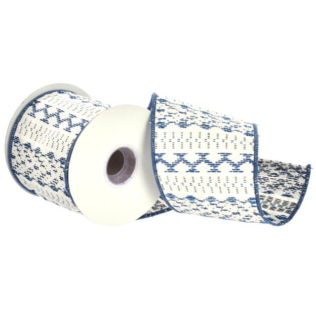 Cinta decorativa Vickerman 10 yardas Jacquard azul 10 cm