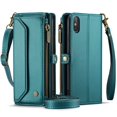 thumbnail image 2 of ShellTech Crossbody Wallet Women Men Bag Case for iPhone XS Max,Magnetic Leather Flip Case RFID Blocking 10-Card Holder Zipper Bills Slot Cash Pocket Stand Cover with Shoulder Wrist Strap,Green, 2 of 9