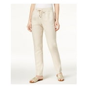 TOMMY HILFIGER $70 Womens New 1566 White Linen Drawstring Pants 12 B+B
