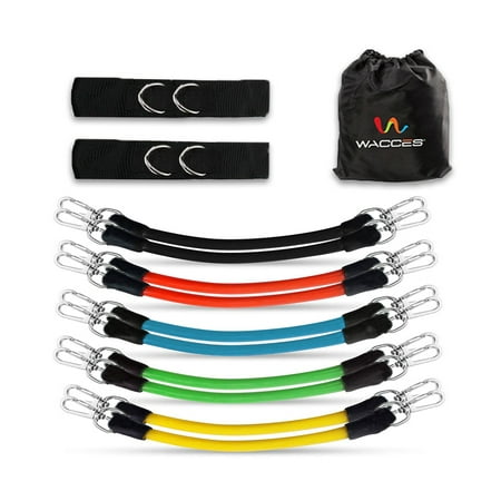 Wacces Leg Thigh Fitness Exercise Latex Tube Resistance Band Set with Ankle Strap - 13