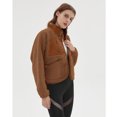 thumbnail image 3 of PUWEI Women's Sherpa Fleece Cropped Jacket Fuzzy Warm Coat Button Down Outwear with Pockets, 3 of 7