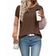 thumbnail image 3 of Blusas de Larga para Mujer, Moda de Otoño, Cuello Redondo, Bloque de Color, Punto Acanalado, Informal, Corte Holgado, Tipo Jersey. Café L, 3 of 7