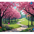 thumbnail image 4 of LUUFILx Cherry Blossom Themed Background, Pink Flower Decorations with Butterflies Banner, Spring Party Decor Backdrop, 4 of 7