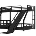thumbnail image 5 of Twin XL Over Queen Bunk Bed Frame with Twin XL Size Loft Bed and Desk, Metal Bunk Bed with Storage Shelves, Triple Bunk Beds Frame with Slide for Apartment, Dorm, Mattress Not Included, Black, 5 of 8