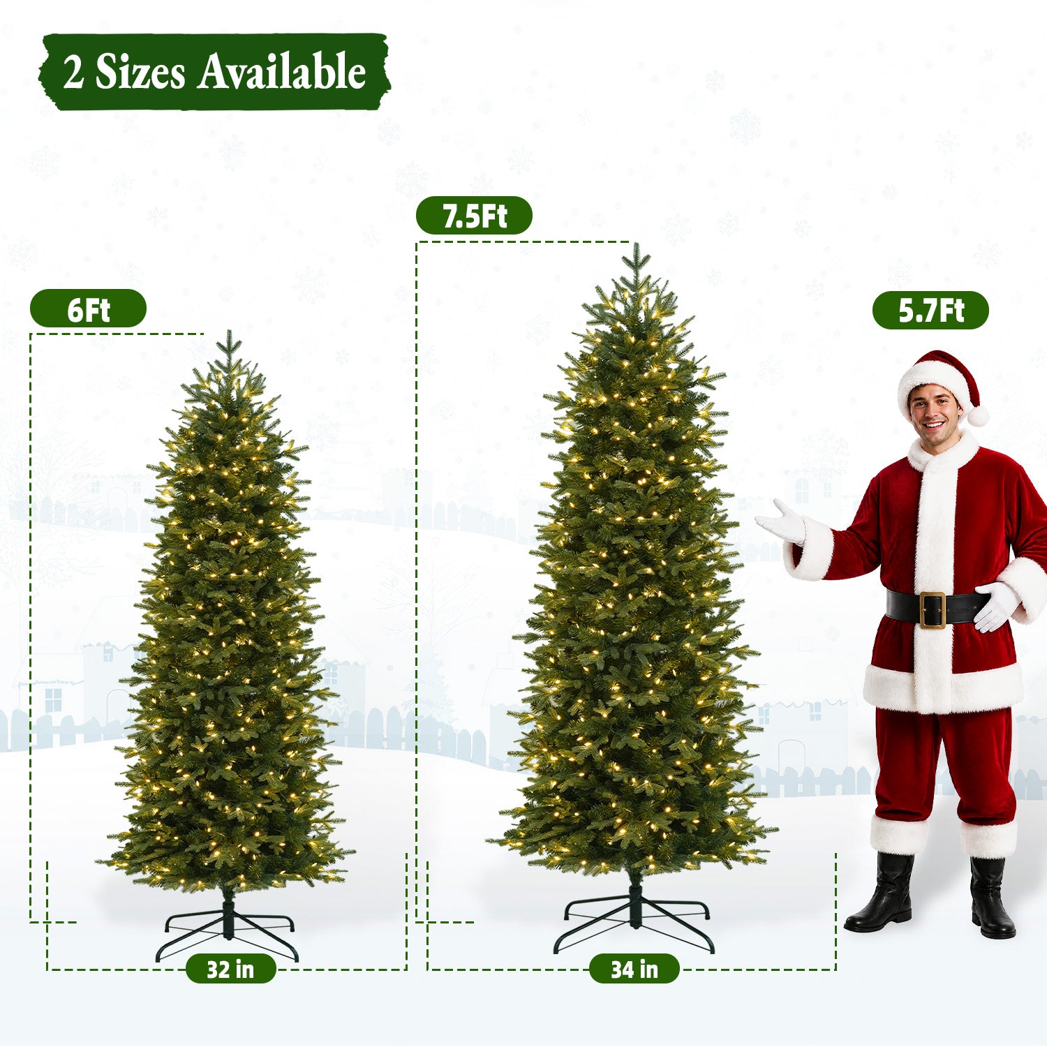 Vivatrees 6ft Pre-lit Slim Artificial Christmas Tree photo 2