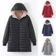 thumbnail image 2 of Winter Down Coat Thickened Padded Plush Hood Mid Length Full Zipper Windproof Long Sleeves Pockets Warm Daily Wear Outwear Cotton Jacket, 2 of 8