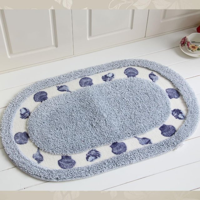 Shell Pattern Bath Rug, Cute Bathroom Rug Soft Microfiber Plush Water Absorbent Bathtub Mat Shaggy Non-Slip Quick Dry Shower Floor Mat Washable Area Rug for Living Room, Bedroom (Blue,20"x32")