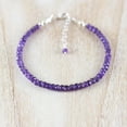 thumbnail image 2 of Amethyst 3-3.5mm Rondelle Shape Faceted Cut Beads 7 inch adjustable Silver Plated Clasp Bracelet for men, women, unisex. Link Chain Stacking Bracelet.|LINK_00295, 2 of 4