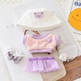 thumbnail image 5 of Lavender Outfit Set for 15–17cm Plush Dolls, 5-Piece Doll Clothes Accessories with Hat, Sweater, Skirt, Shoes & Mini Camera Charm (Purple), 5 of 6