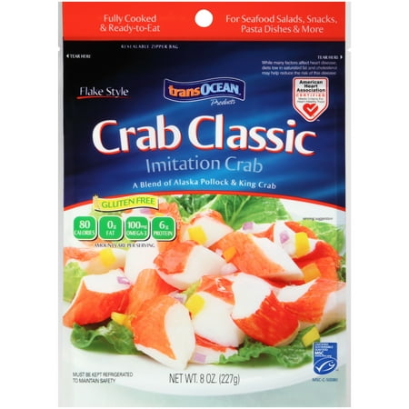 Trans Ocean Products Crab Classic Flake Style Imitation Crab 8 oz. Bag