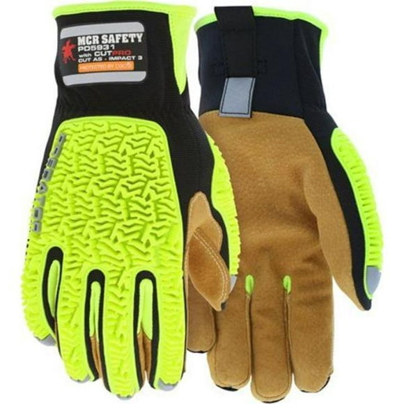 MCR Safety MCR-PD5931M Predator Impact 3 Mechanics Sasquatch Leather Palm Work Gloves with TPR Back of Hand Protection - Medium