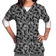 thumbnail image 2 of Blusa de manga corta con cuello en V para mujer, uniforme con estampado de bolsillos, blusa de enfermería Fridja  zx3819, 2 of 5
