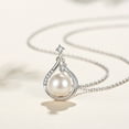 thumbnail image 2 of Freshwater Pearl Necklace Sterling Silver Vintage Full Diamond Clavicle Chain, 2 of 2