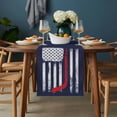 thumbnail image 2 of Navy Blue Hockey American Flag Table Runner - 90 Inch Long, Kitchen Dining Table Runner Dresser Scarves, Vintage Abstract US Flag Farmhouse Decor for Coffee Tables Wedding Party Banquet, 2 of 8