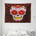 thumbnail image 1 of Sugar Skull Decor Tapestry, Catrina Inspired Art of Skull Dead Head with Ornate Flowers Remembrance, Wall Hanging for Bedroom Living Room Dorm Decor, 80W X 60L Inches, Multicolor, by Ambesonne, 1 of 2