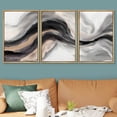 thumbnail image 3 of PixonSign Framed Wall Art Set Black Tan Pastel Watercolor Ink Smoke Wave Landscape Abstract Canvas Print Nature Wilderness Modern Art Decor Scenic Relax/Calm for Bedroom - 16"x24"x3 Panels Natural, 3 of 5