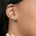 thumbnail image 3 of Gem Stone King 925 Sterling Silver and 10K Yellow Gold Green Nano Emerald and White Lab Grown Diamond Dangle Earrings for Women (1.47 Cttw, Heart Shape 6MM), 3 of 3