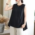 thumbnail image 5 of LIaqionyy Women's Cotton Linen Sleeveless Tank Tops Crew Neck Summer Fashion Shirts Lightweight Casual Blouses, 5 of 7