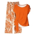 thumbnail image 4 of Naotn Women Two Piece Sets Summer Side Short Sleeve Knot Top Floral Print Wide Leg Pants Matching Casual Set, 4 of 5