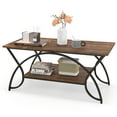 thumbnail image 1 of Costway 2-Tier Industrial Coffee Table Rectangular Cocktail Table with Storage Shelf Rustic Brown, 1 of 10