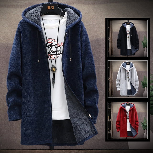 Cárdigan de punto coreano para hombre de otoño e invierno más suéter acolchado de terciopelo suéter de abrigo largo de moda