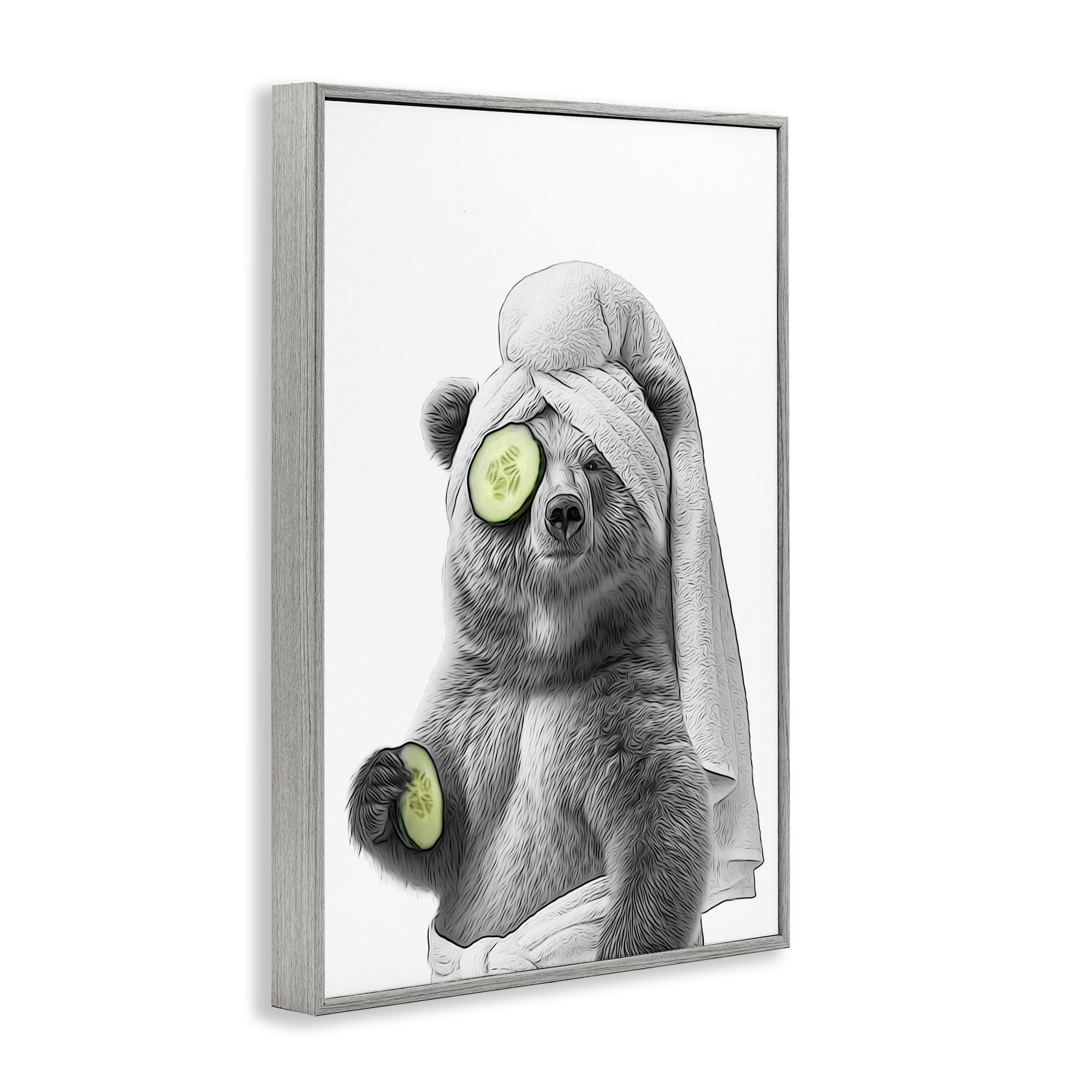 Stupell Industries Fun Bear Face Mask Typography Painting Gray Framed Art Print Wall Art, 20 x 30