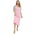 thumbnail image 6 of EFINNY Women's Comfy Cotton Nightgown Color Blocking Loungewear Mid-Length Nightdress Short Sleeve Home Wear with Pockets, 6 of 7