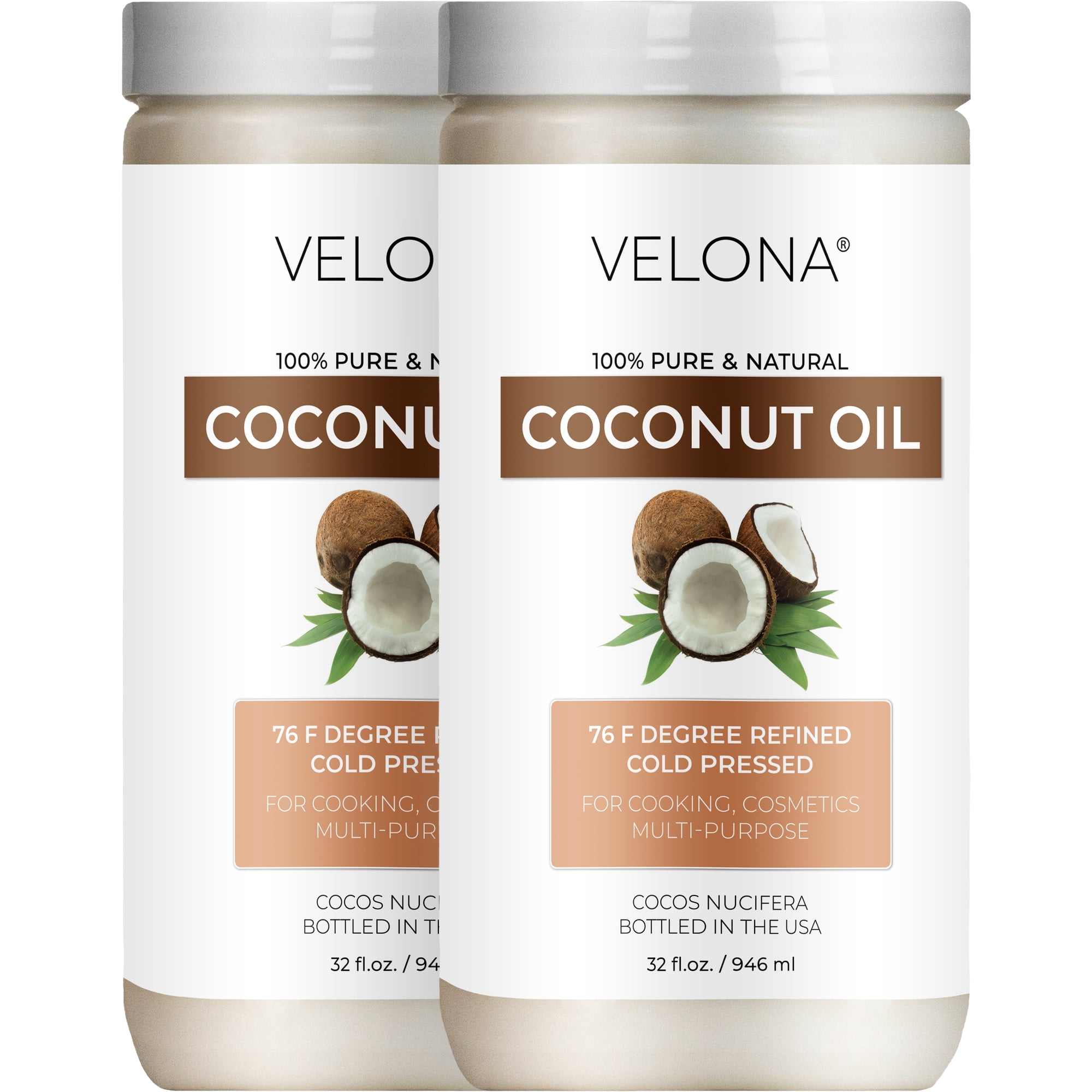 velona Coconut Oil 76 Degree - 64 fl oz, Cold Pressed, Refined, In Jar