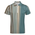 thumbnail image 4 of Boho Stripes Bohemian Men Zipper T-shirt Summer Casual Short Sleeve T-shirt Top, 4 of 7