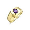 thumbnail image 4 of RYLOS Men's Rings 14K Yellow Gold Ring Classic Solitaire 7X5MM Oval Shape Gemstone Designer Band Amethyst February Birthstone Rings For Men Size 10, 4 of 5