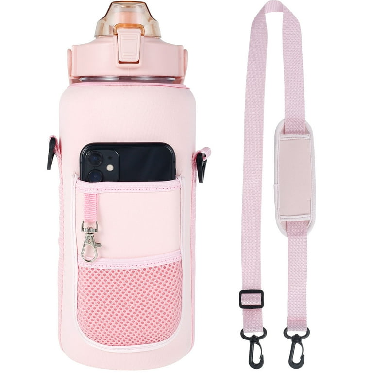 2L/64oz Water Bottle (Including Bottle Cover) ,With Adjustable Shoulder  Strap For Outdoor Sports Gym Hiking Camping Walking ,For Girls Boys Kids  Bag Carrier Gift ,New Year