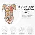 thumbnail image 6 of Uemuo Colorful Owls Pattern Women's One Piece Short Sleeve Swimsuit Rash Guard Surfing Modest Quick-drying Swimsuit Beach Essentials-Small, 6 of 9