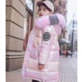 thumbnail image 3 of Niños Niñas Abrigos Chaquetas brillantes Invierno Grueso Nieve Abajo A mitad del muslo Acolchado Piel cálida Con capucha-, 3 of 4