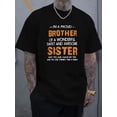 thumbnail image 2 of 1pc Men's Funny Brother Quote T-Shirt - Black Brother Pride Graphic Shirt with Orange Text - Lightweight Knit Top for Casual Summer Wear and Family Event Gifts, Outdoor Sportswear,, 2 of 10