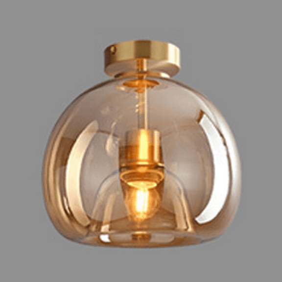 Nordic Mid Century Corridor Globe Semi Flush Mount Ceiling Light Fixture Amber S