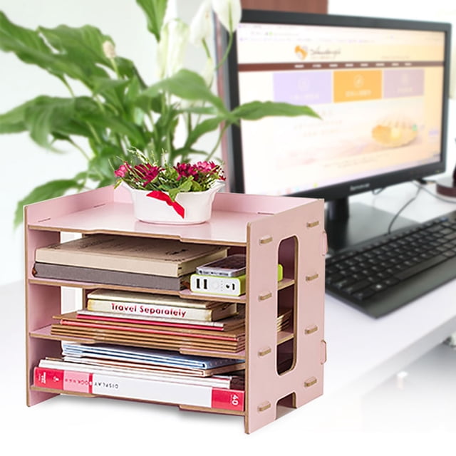 Nikou Clasificador de Documentos de Escritorio, Estante de exhibición de Estilo Moderno, Organizador de Archivos de revistas a Prueba de Humedad para Oficina Junto a la Cama(Rosa)