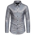 thumbnail image 1 of Blusa y camisa de manga larga con cuello vuelto para hombre, blusa informal de manga larga con botones y cuello vuelto, blusa para hombre, 1 of 8