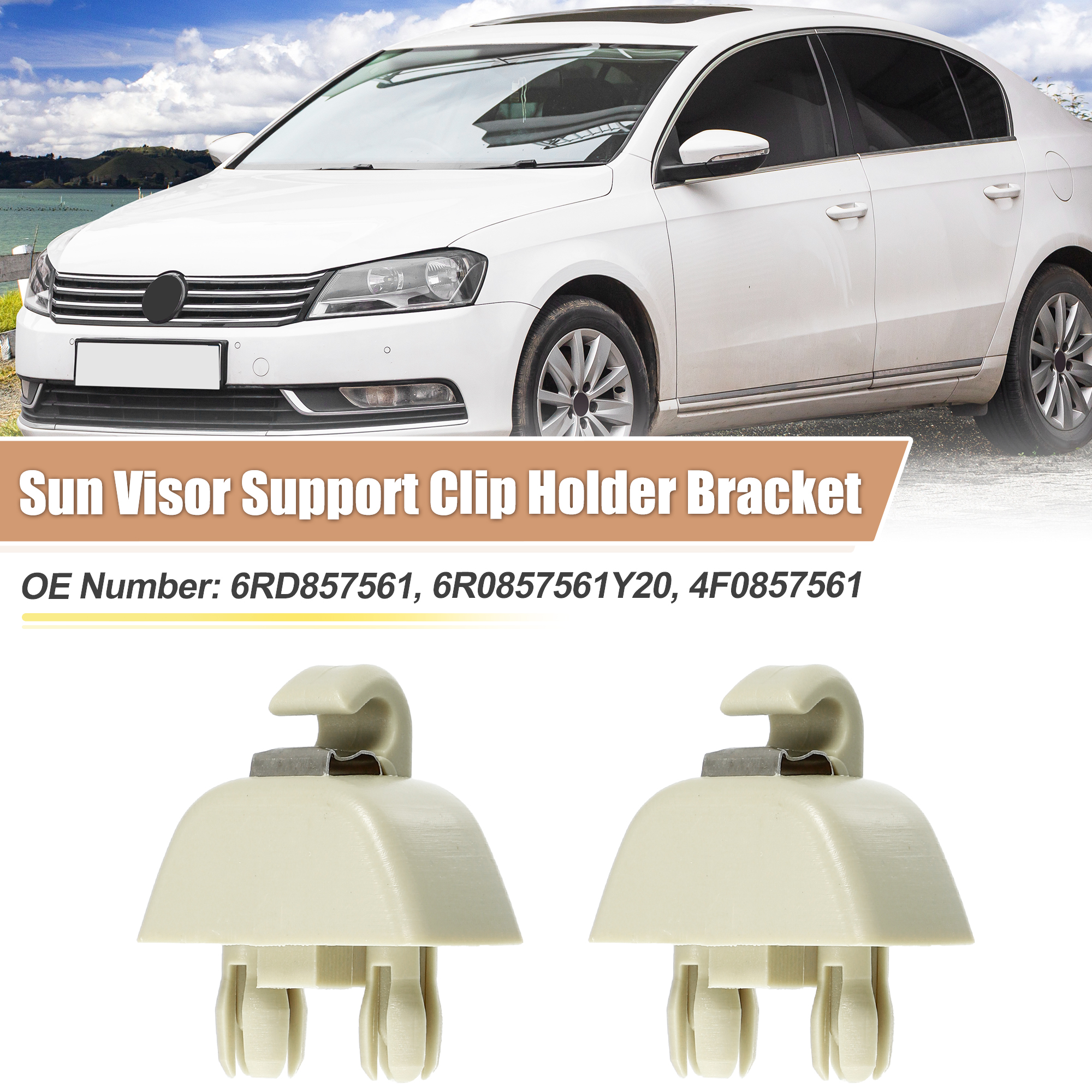 Unique Bargains 2pcs Sun Visor Support Clip Retainer for Audi A6 A7 A8 Beige
